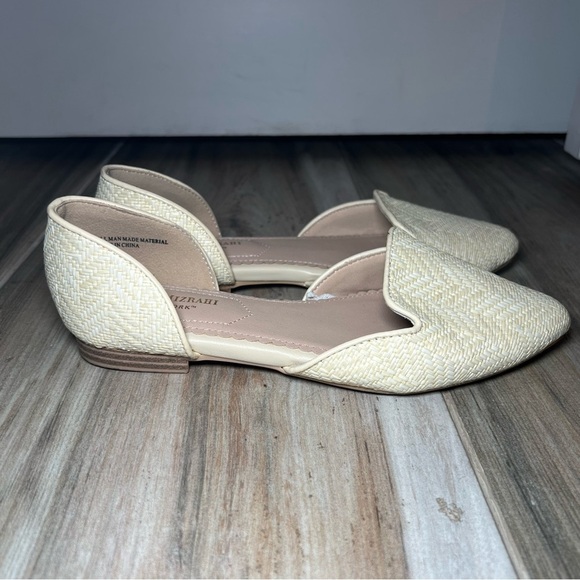Isaac Mizrahi New York Tan / Cream Woven Pointed Toe Flats Women’s Size 6 - Picture 4 of 11
